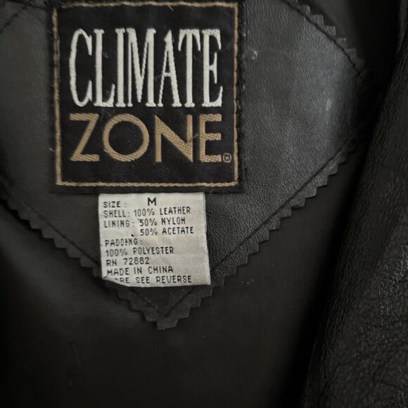 CLIMATE ZONE Vintage Hooded Black Leather Long Jacket Minimalist Streetwear- Med - Picture 5 of 9